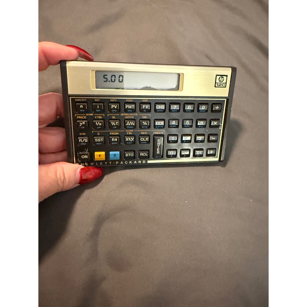 Vintage HP 12C Financial Calculator 1986 Made in Brazil + Case, Works Great